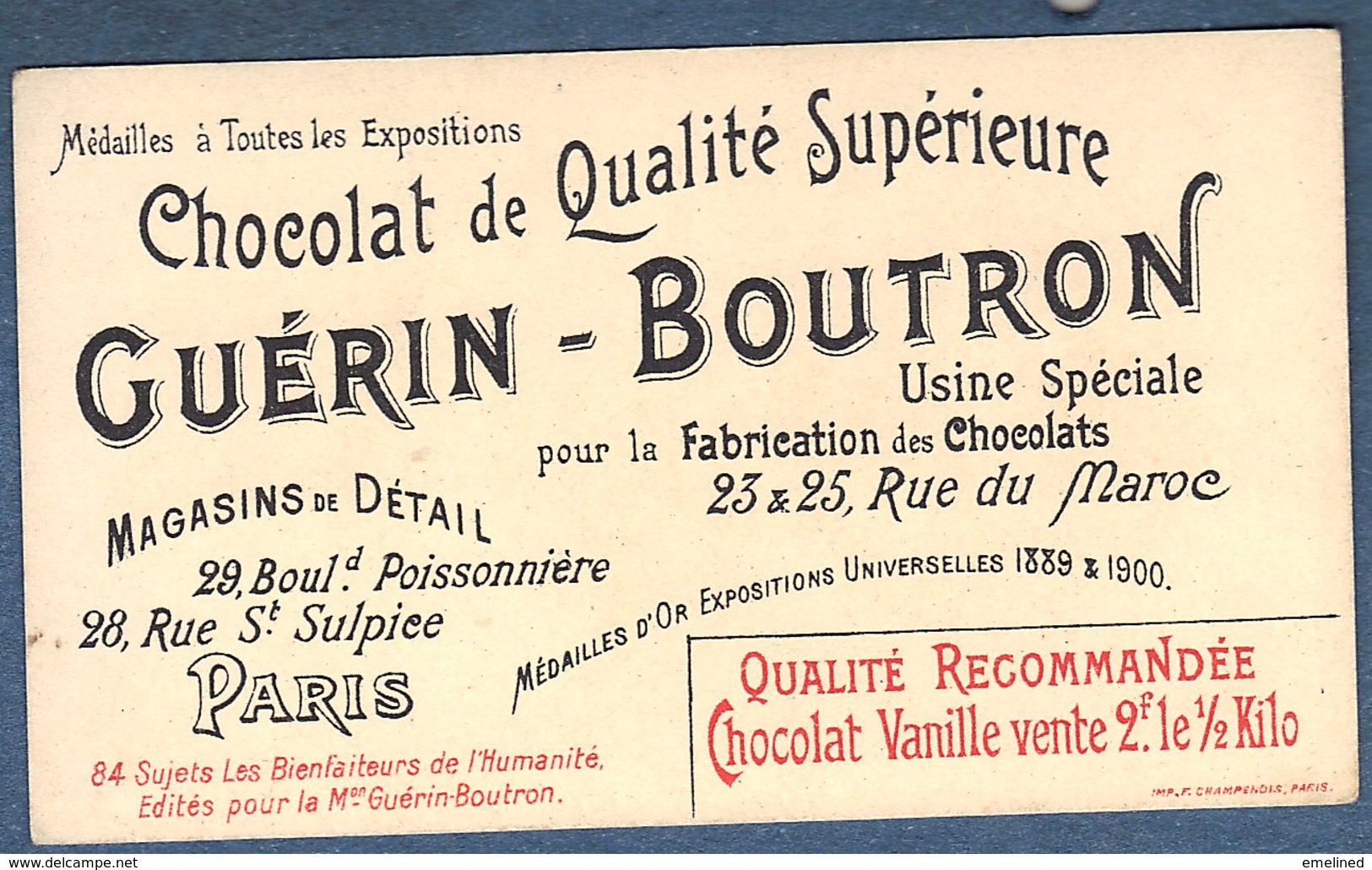 Chromo Chocolat Guerin-Boutron Les Bienfaiteurs De L'Humanité - FRESNEL Phare Lenticulaire Inventeur Optique Rumford - Guerin Boutron