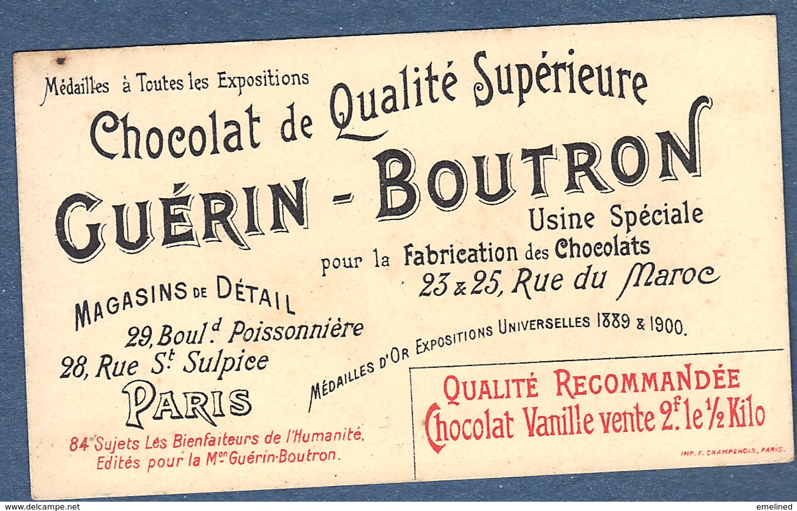 Chromo Chocolat Guerin-Boutron Les Bienfaiteurs De L'Humanité - HIPPOCRATE Père De La Médecine Serment Médecin Grec - Guérin-Boutron