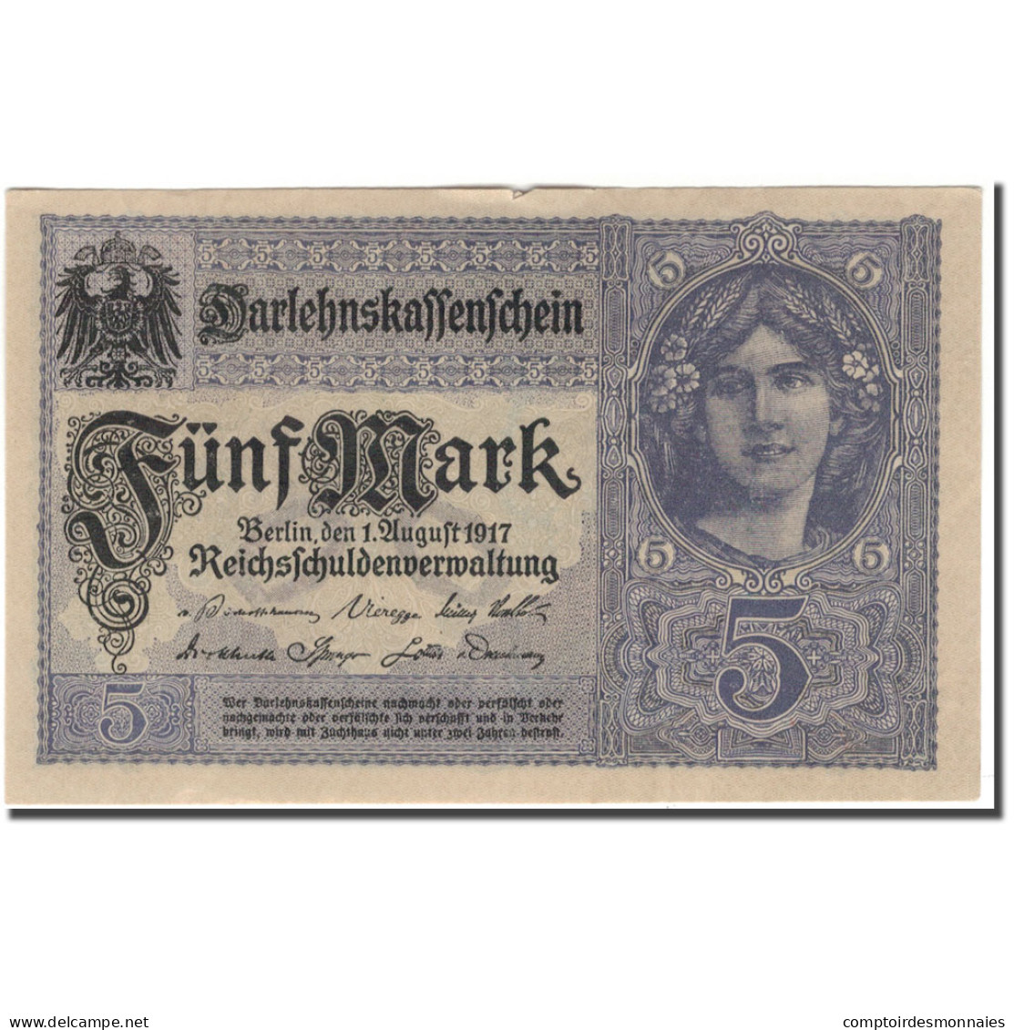 Billet, Allemagne, 5 Mark, 1917, KM:56b, SUP - 5 Mark