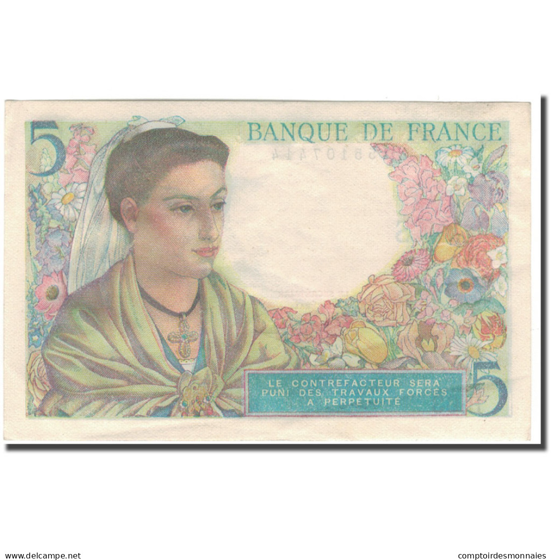 France, 5 Francs, Berger, 1943-08-05, SPL, Fayette:5.3, KM:98a - 5 F 1943-1947 ''Berger''