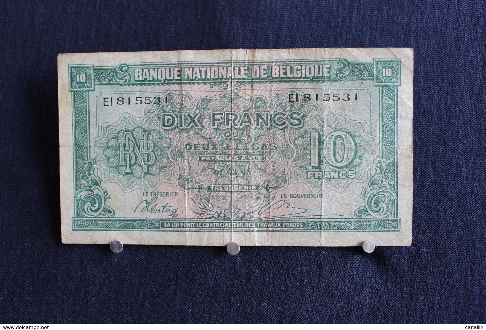 4 / Belgique / Royaume De Belgique -  Dix Francs Ou Deux Belgas - Tien Frank Of Twee Belgas - 01.02.1943 / EL 81 55 31 - Autres & Non Classés