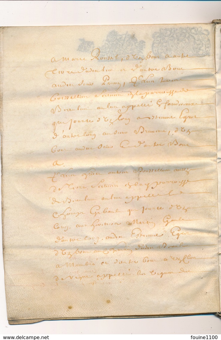 cahier de 20 pages parchemin  acte notarié an 1686 ? je pense à vérifier à identifier parroisse de belleville sur loire