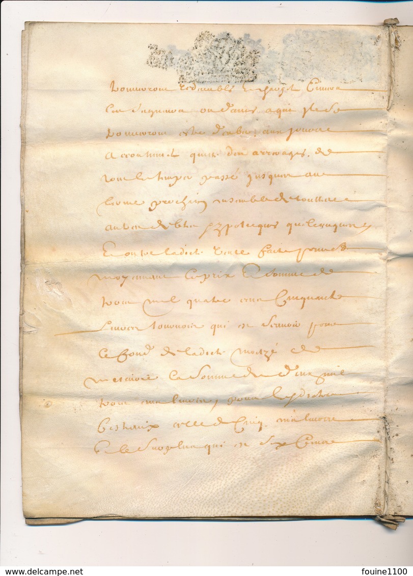 cahier de 20 pages parchemin  acte notarié an 1686 ? je pense à vérifier à identifier parroisse de belleville sur loire