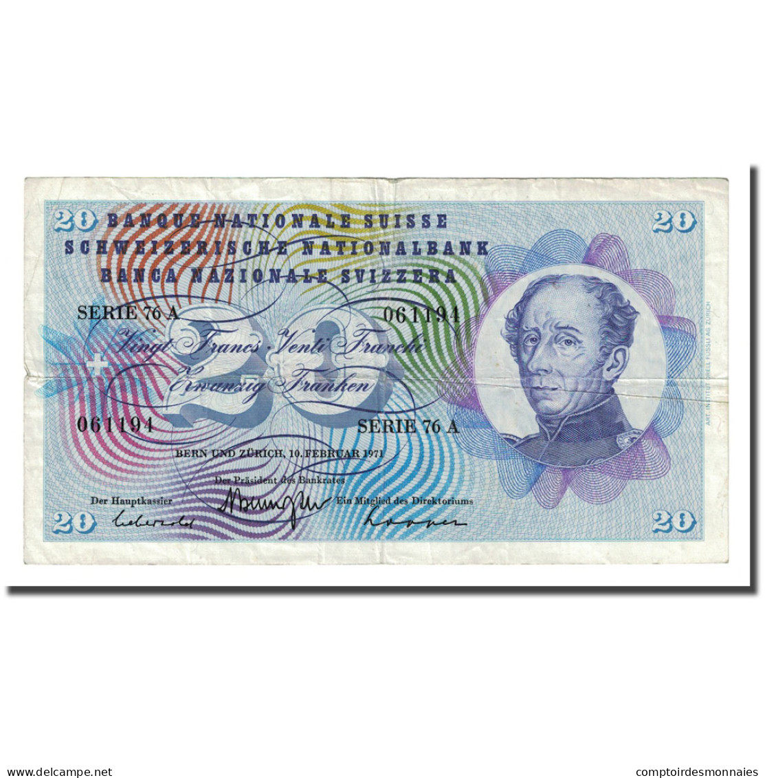 Billet, Suisse, 20 Franken, 1970, 1970-01-05, KM:46r, TTB - Switzerland