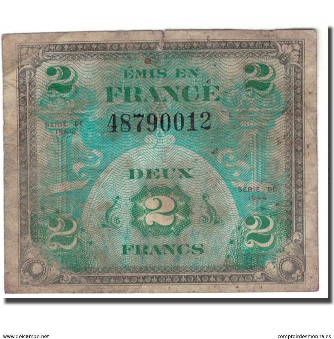 France, 2 Francs, Drapeau/France, 1944, B, Fayette:16.01, KM:114a - 1944 Vlag/Frankrijk