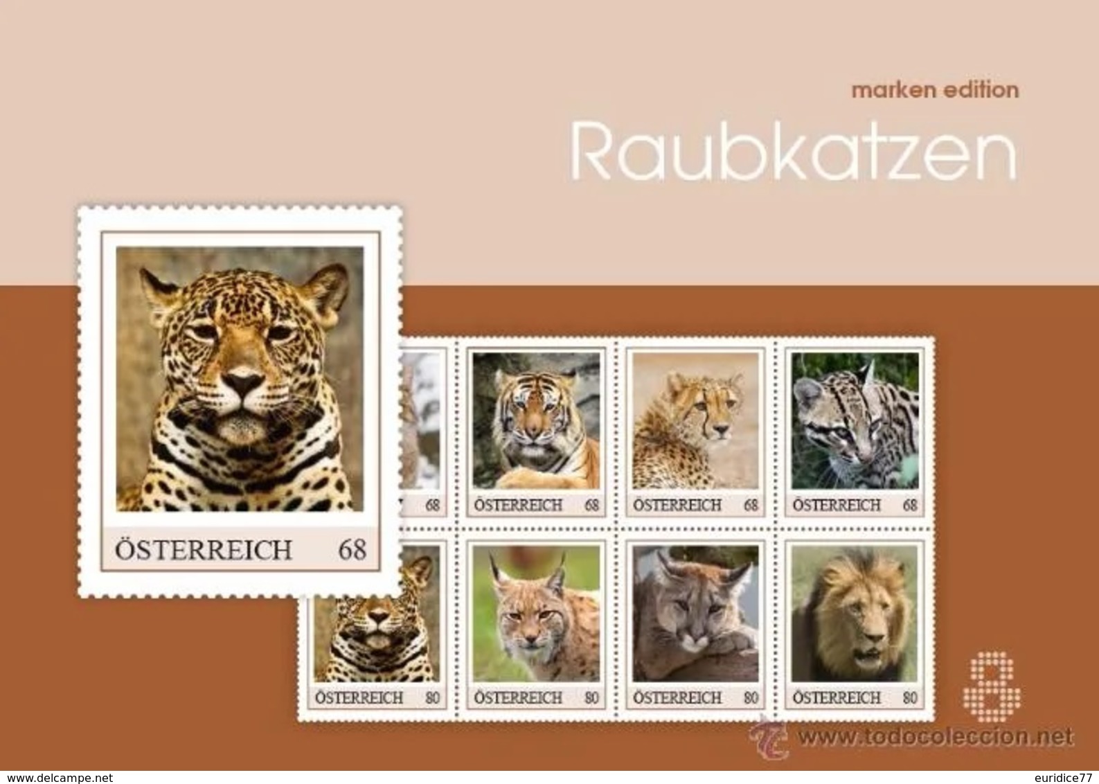 Austria 2016 - Raubkatzen Personalisierte Marken Carnet Mnh - Águilas & Aves De Presa