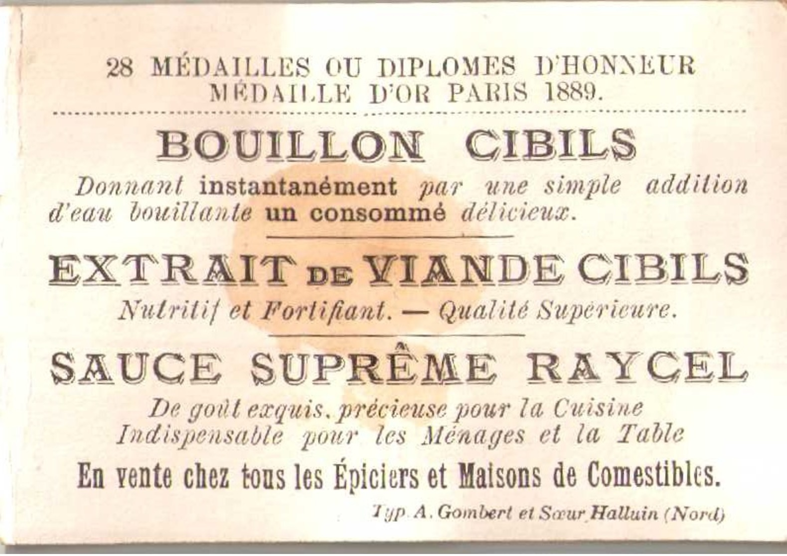 Chromo CIBILS RAYCEL - Enfants Endormis - Scans Recto-verso - Autres & Non Classés