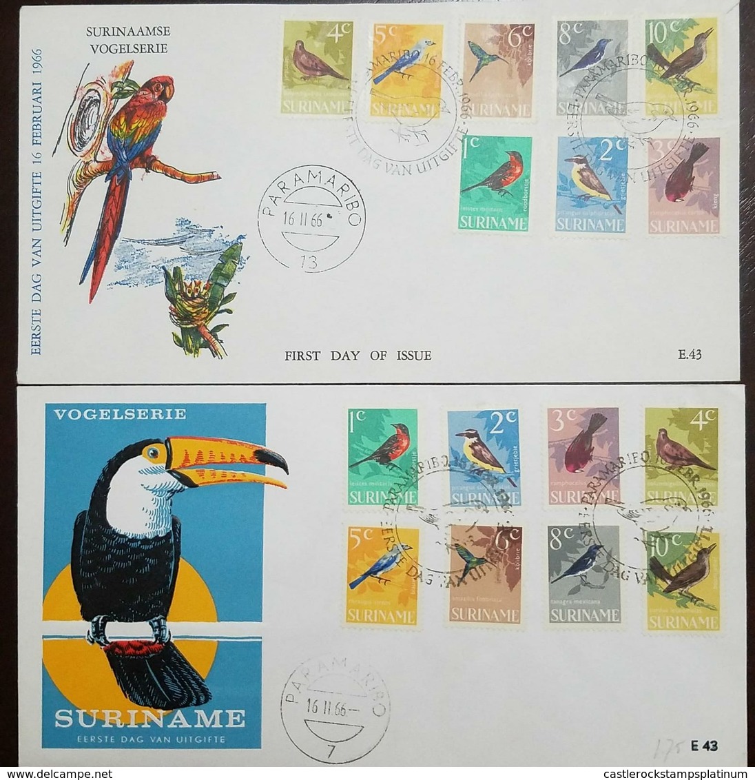 O) 1966 SURINAM, BIRDS, FDC XF - Surinam