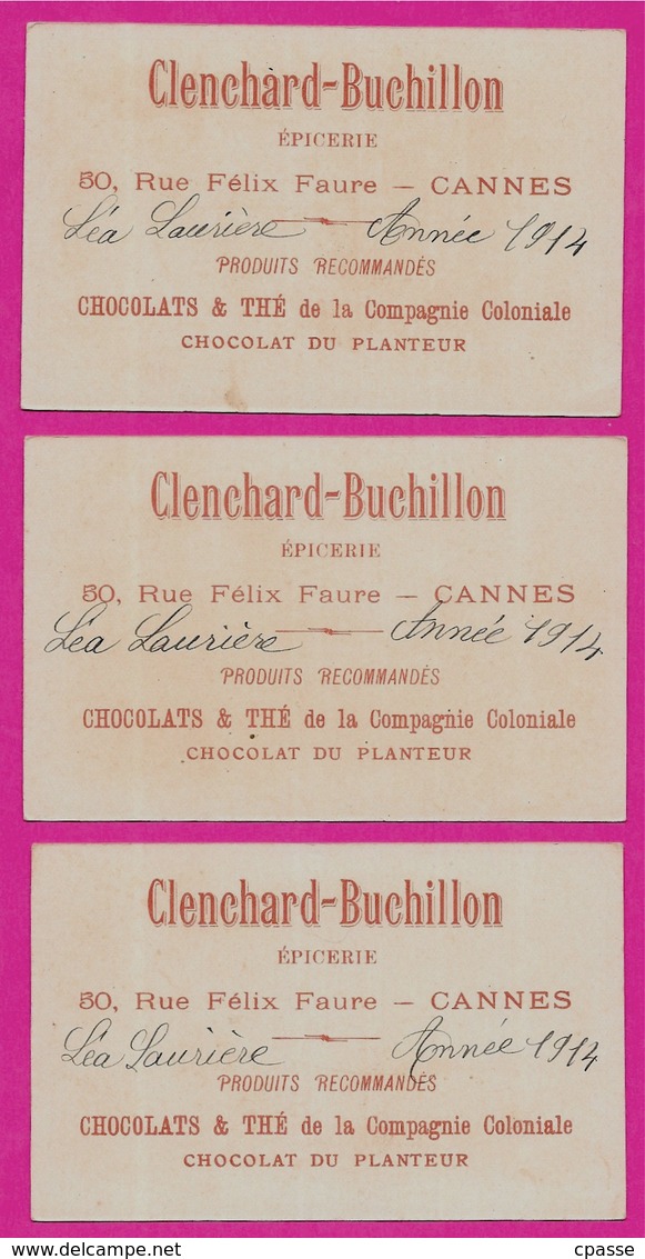 CHROMO Chocolat Du Planteur (Lot De 3) ** Bateau Mandarin - Bucentaure - Balon Roi Siam (publicité 06 CANNES Au Dos) - Autres & Non Classés