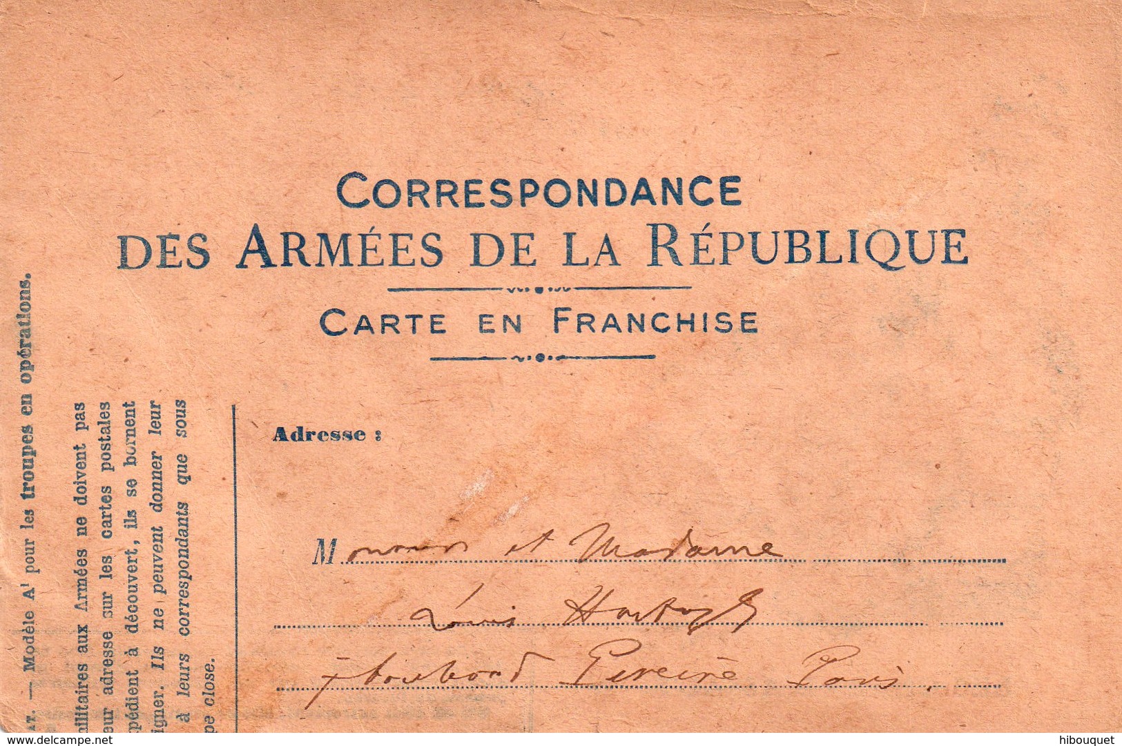 Correspondance Des Armées De La République, Illustrée Soldat Appuyé Sur La Chenille De Son Char, Peu Courante - Guerra 1914-18