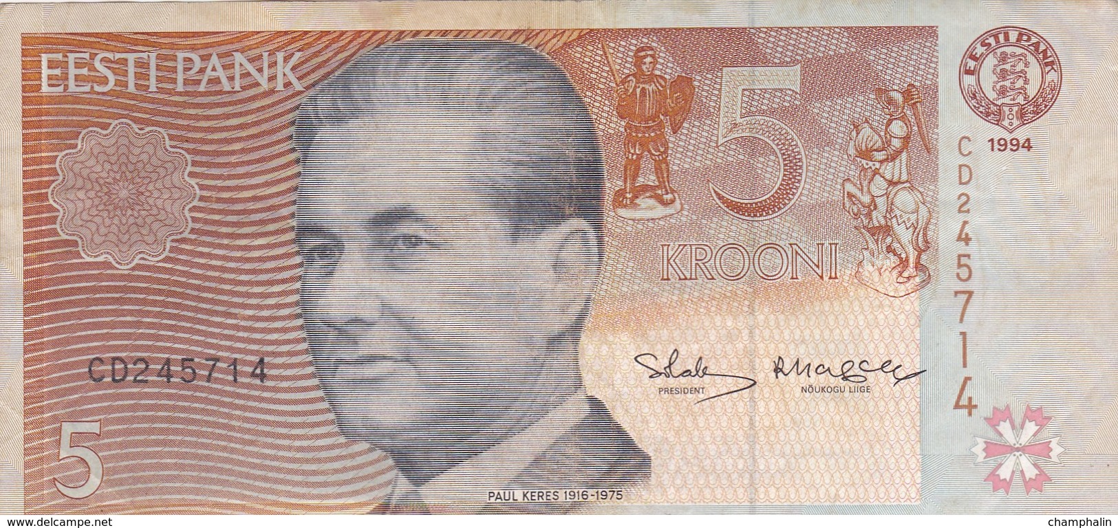 Estonie - Billet De 5 Krooni - Paul Keres - 1994 - Estonie