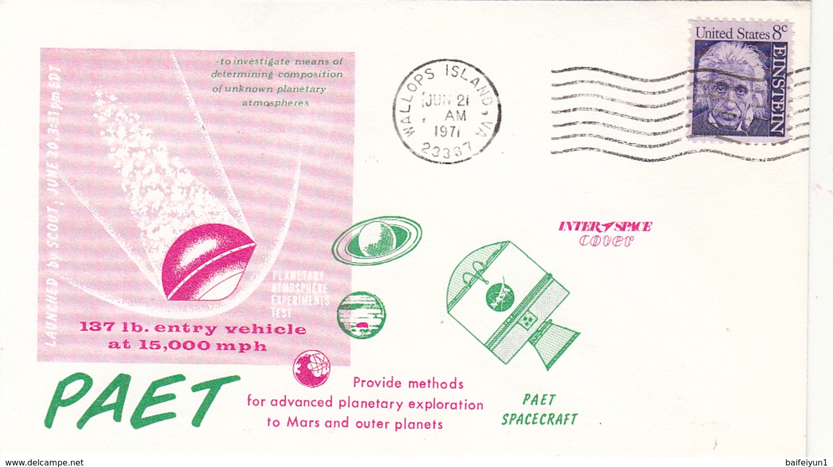 USA 1971 Planetary Atmosphere Experiments Test  Commemorative Cover - North  America