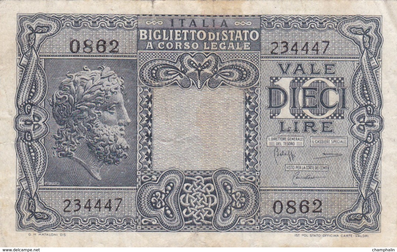 Italie - Billet De 10 Lire - 23 Novembre 1944 - P32c - Italia – 10 Lire