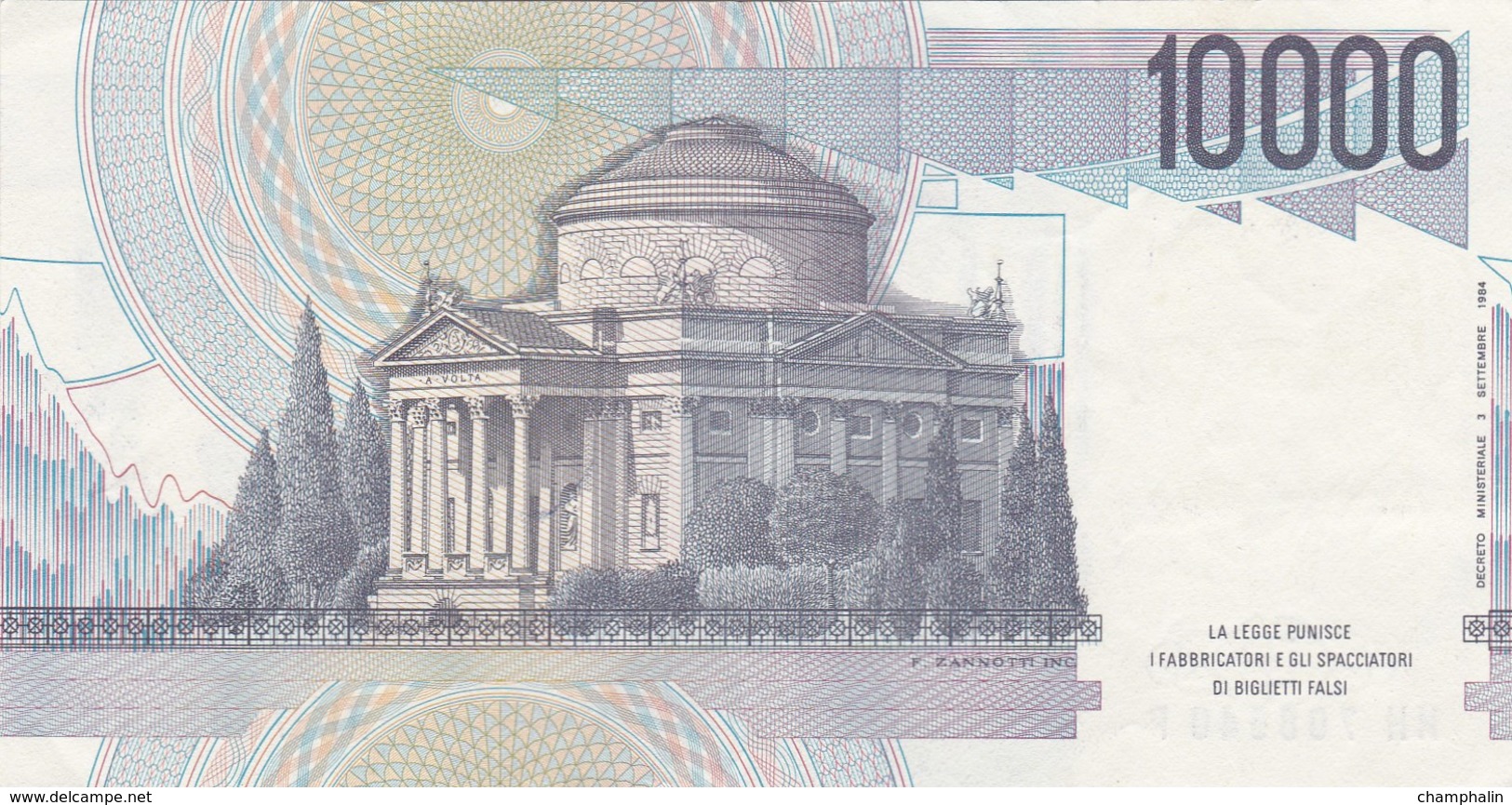 Italie - Billet De 10000 Lire - A. Volta - 3 Septembre 1984 - Presque Neuf - 10000 Lire