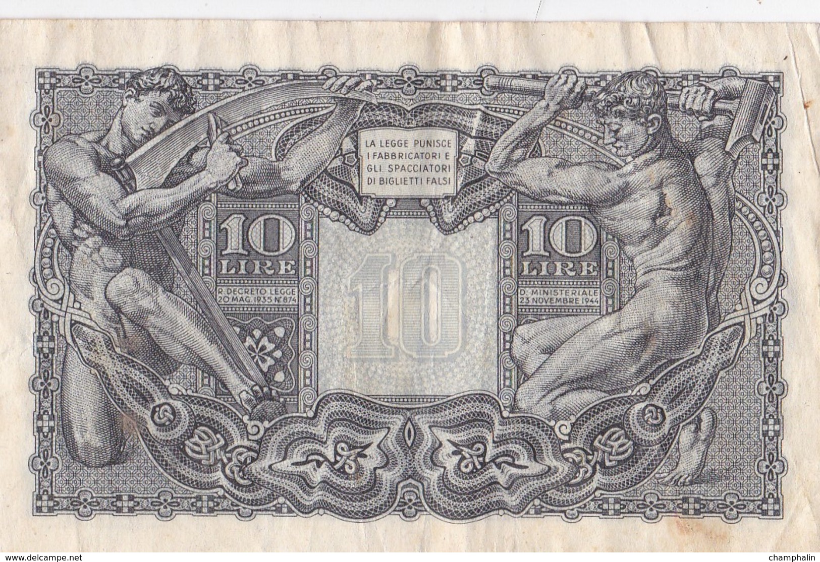 Italie - Billet De 10 Lire - 23 Novembre 1944 - Italia – 10 Lire