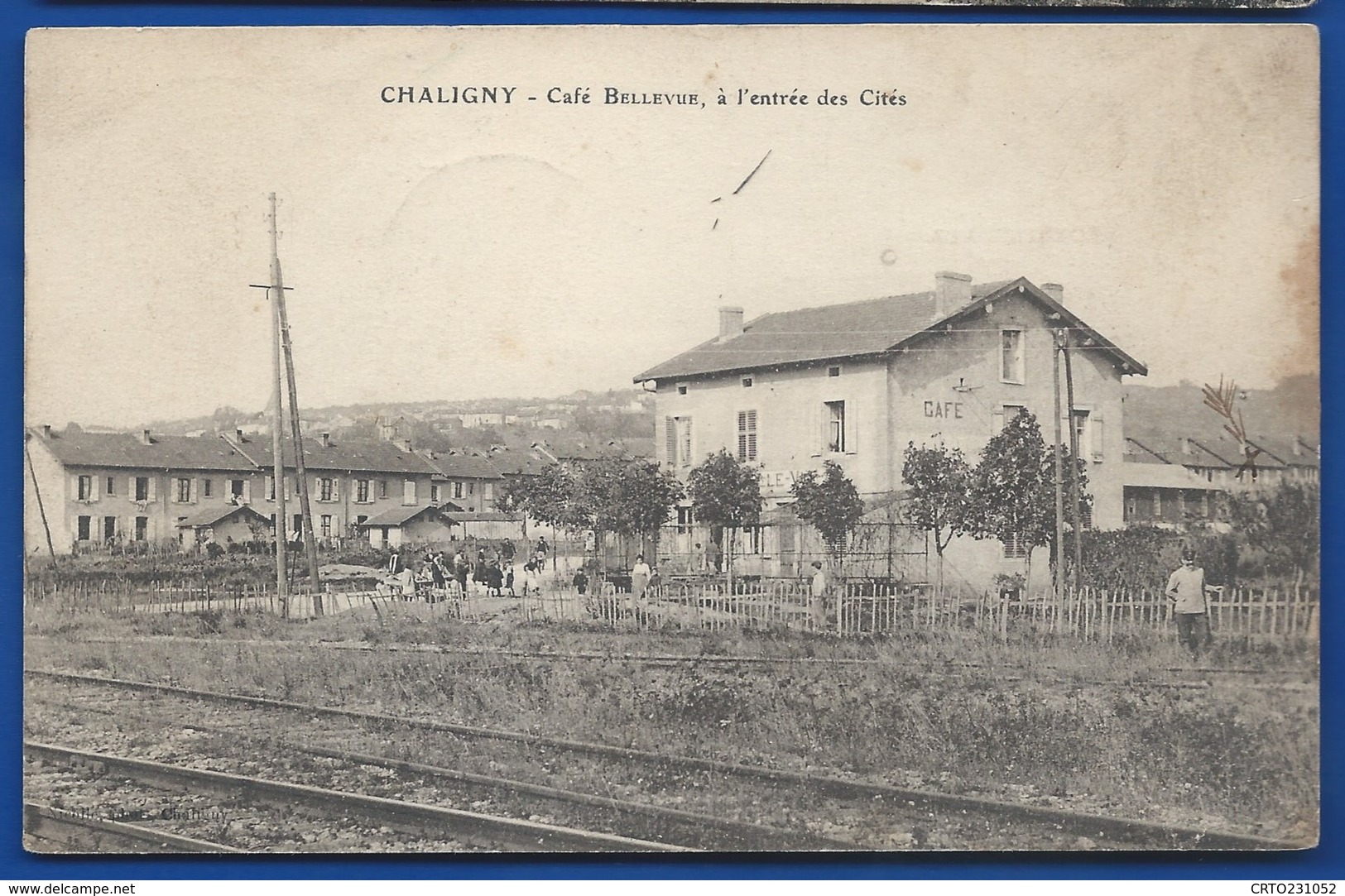 CHALIGNY    Café Bellevue        Animées         écrite En 1913 - Autres & Non Classés