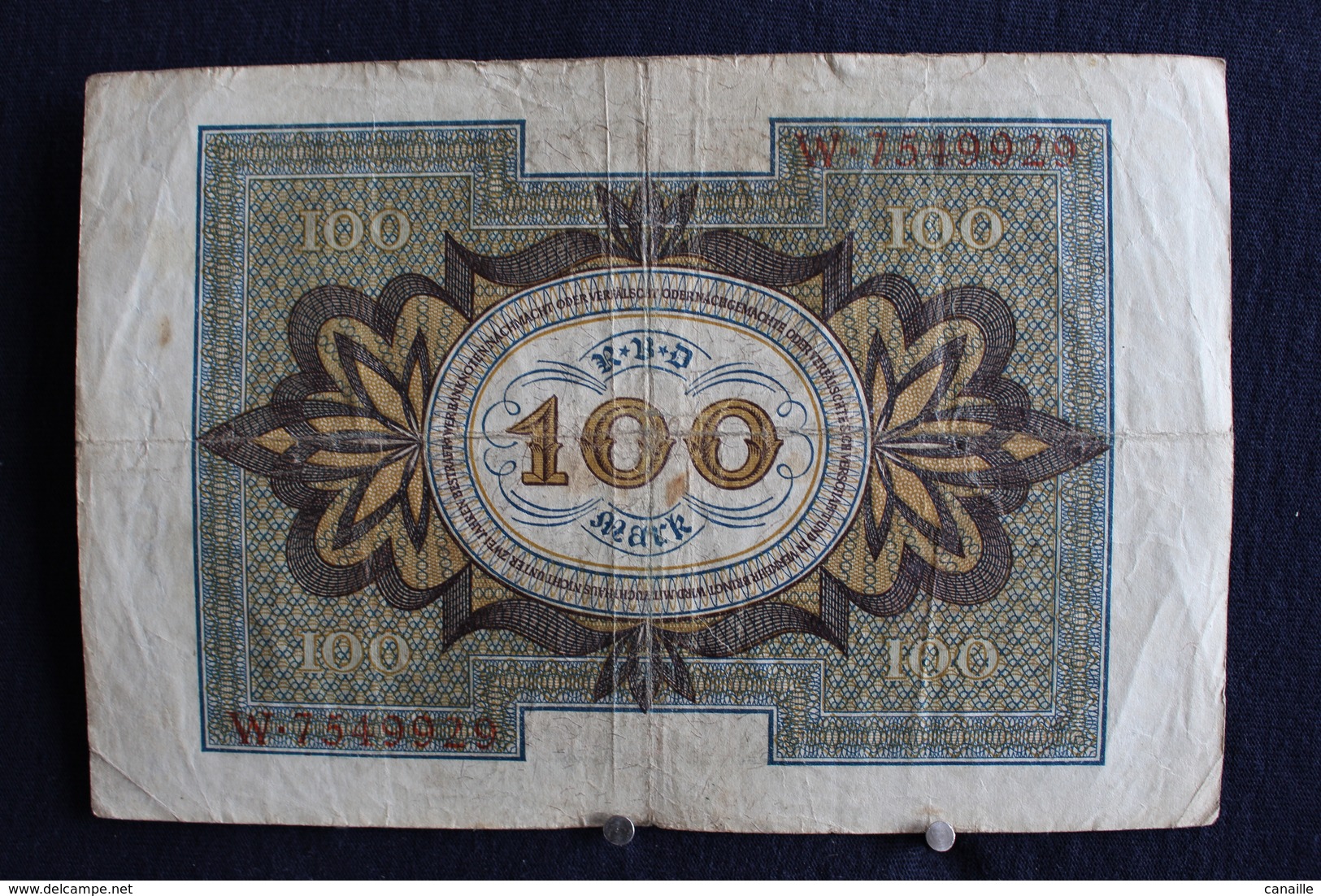 9 / Allemagne - République De Weimar, Reichsbanknote - 1.10.1920 / 100 Mark - N° R.B.D  W . 7549929 - 100 Mark