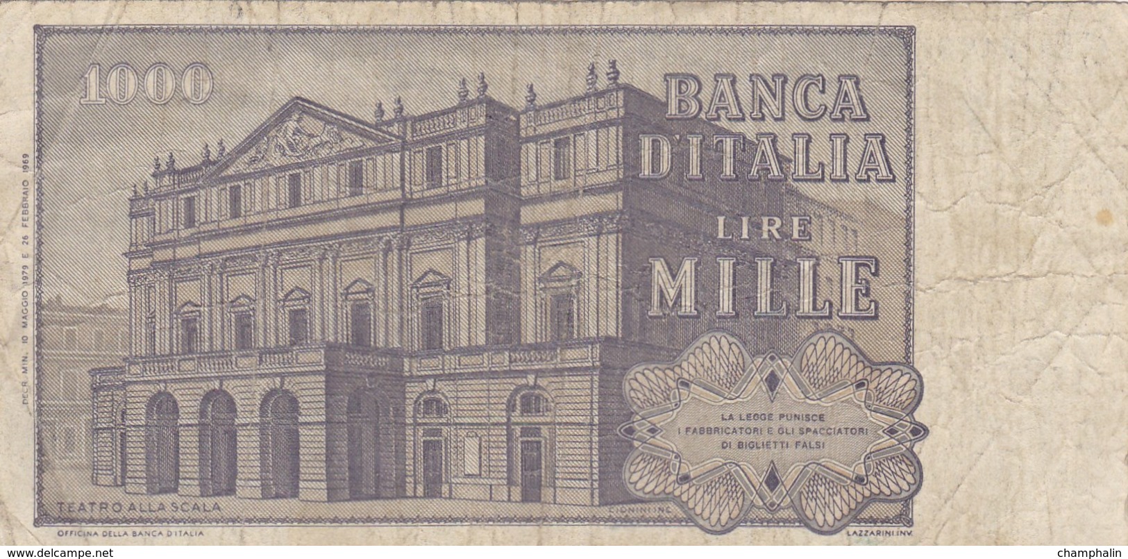 Italie - Billet De 1000 Lire - G. Verdi - 26 Février 1969 - 1000 Lire