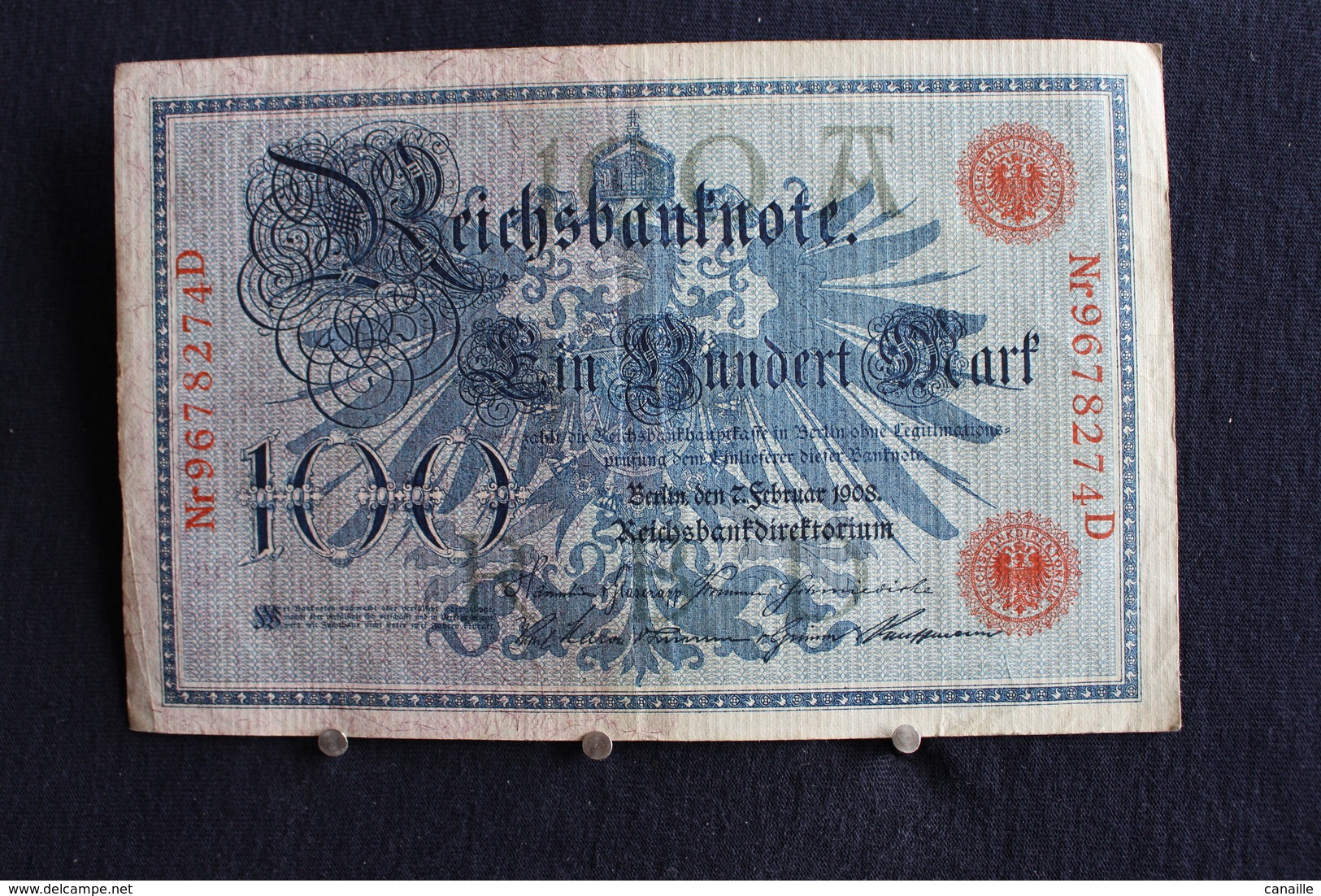 10 / Allemagne -  Empire Allemand , Reichsbanknote -  100 Mark - Berlin  7. 2.1908  /  N°  Nr 9678274D - 100 Mark