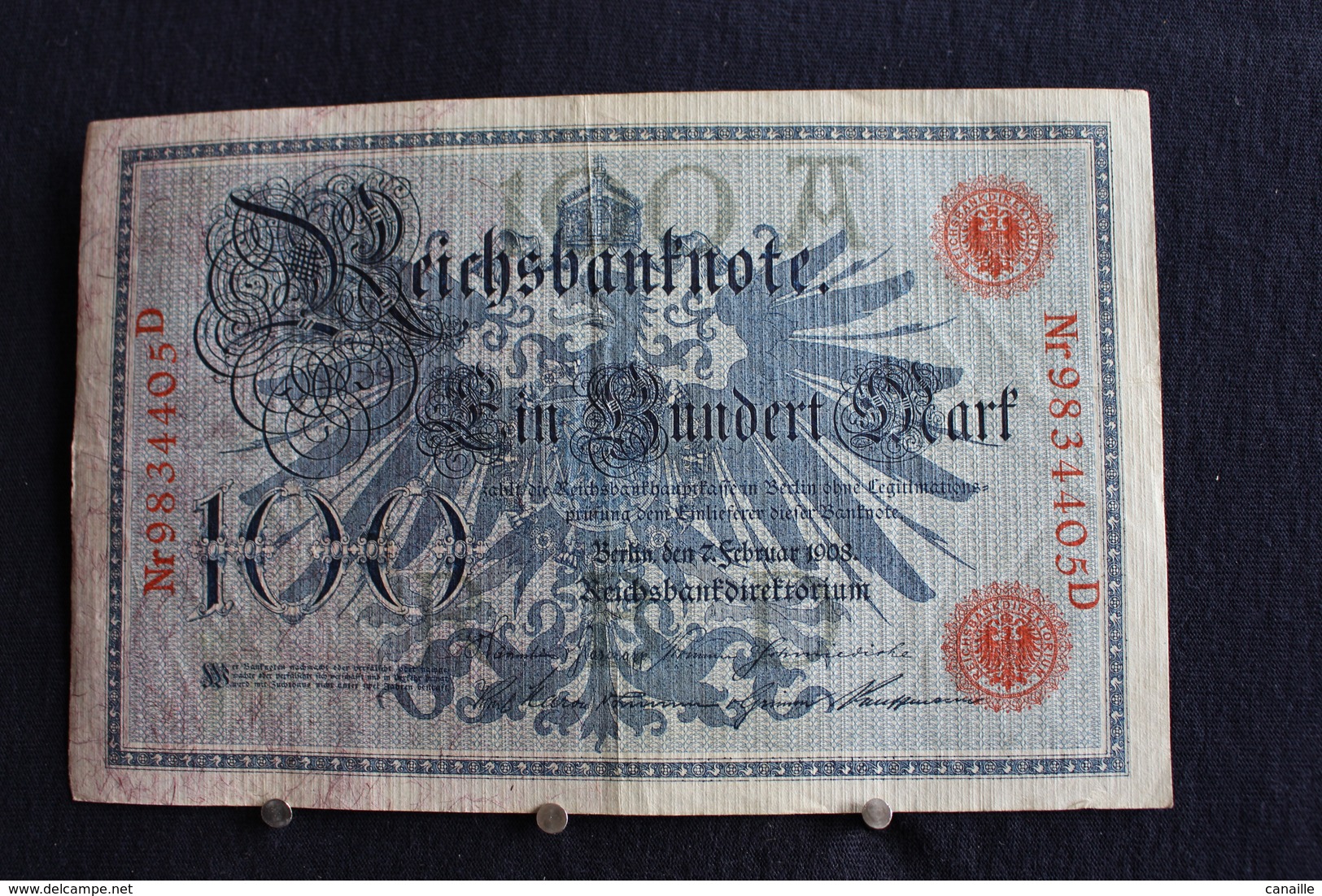 11 / Allemagne -  Empire Allemand , Reichsbanknote -  100 Mark - Berlin  7. 2.1908  /  N°  Nr 9834405 D - 100 Mark