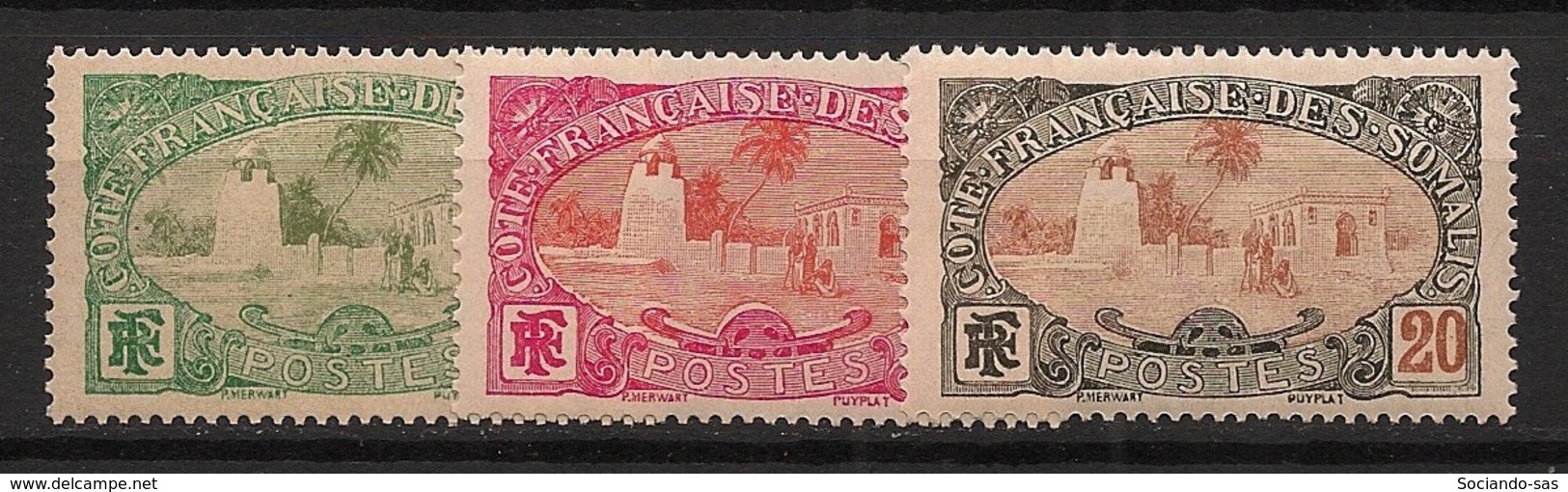 Côte Des Somalis - 1909 - N°Yv. 70 - 71 - 72 - Mosquée De Tadjourah 5c / 10c / 20c - Neuf Luxe ** / MNH / Postfrisch - Neufs