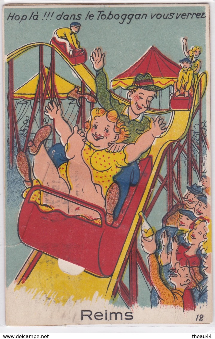 ¤¤   -   REIMS   -  Carte à Système   -  Toboggan , Manège -   ¤¤ - Reims