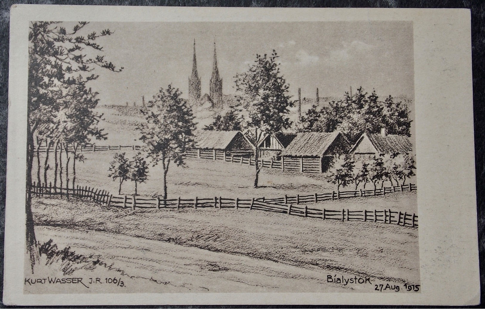 POLEN POLAND POLOGNE - BIALYSTOK BIALYSTOCK - 1917 Artist Drawing - Pologne