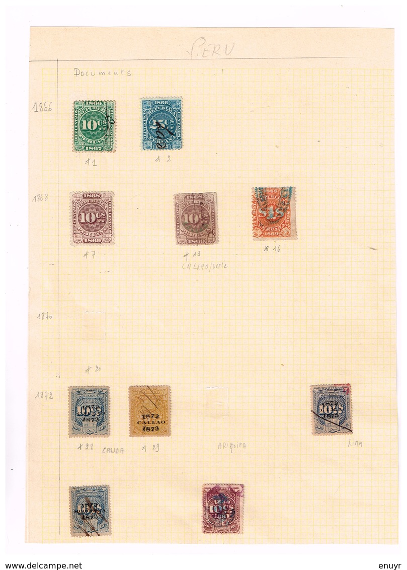 Lot  Pérou Collection Timbres Fiscaux à Identifier - Colecciones (sin álbumes)