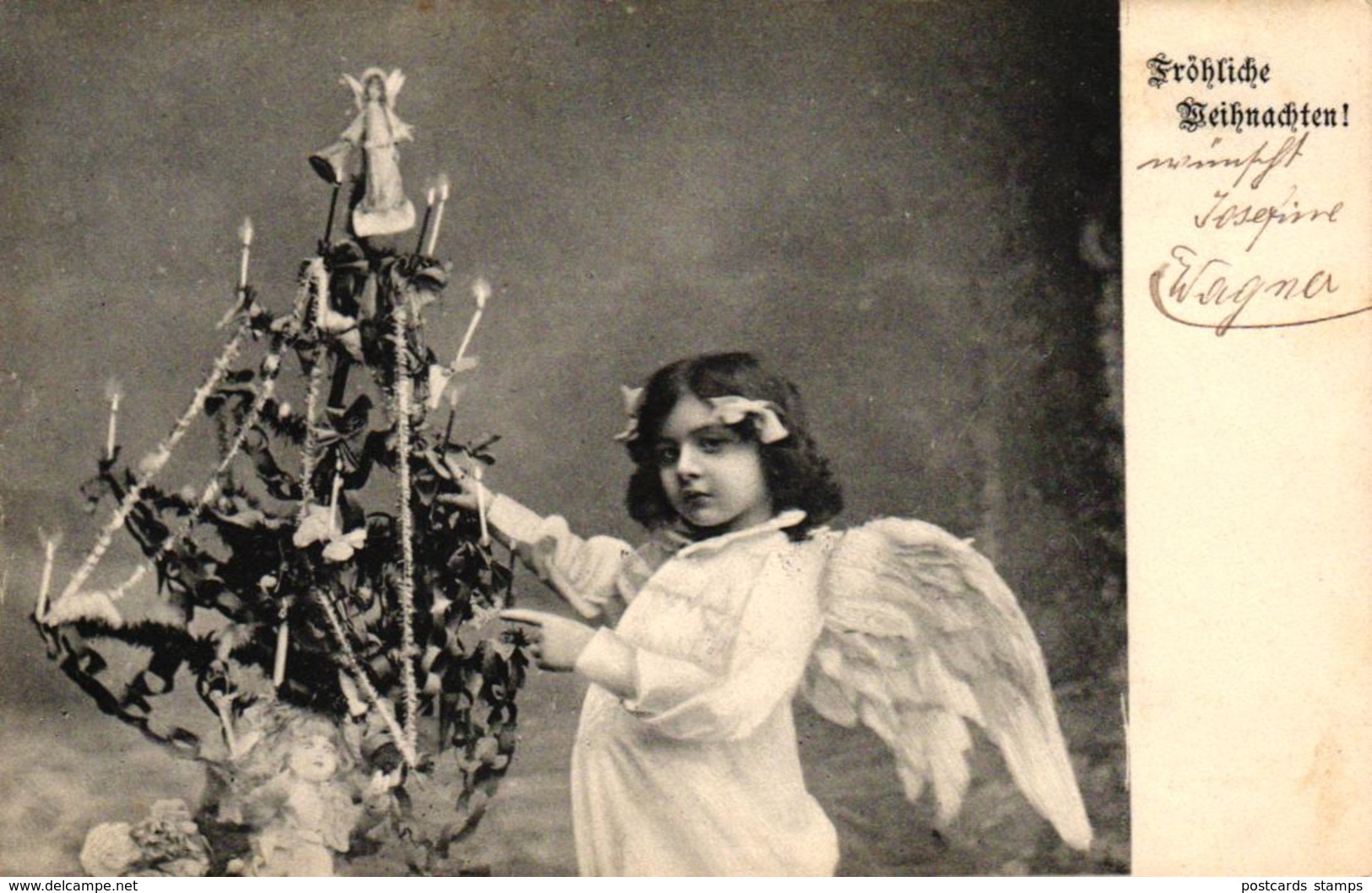 Weihnachten, Engel Mit Christbaum, 1906 - Autres & Non Classés
