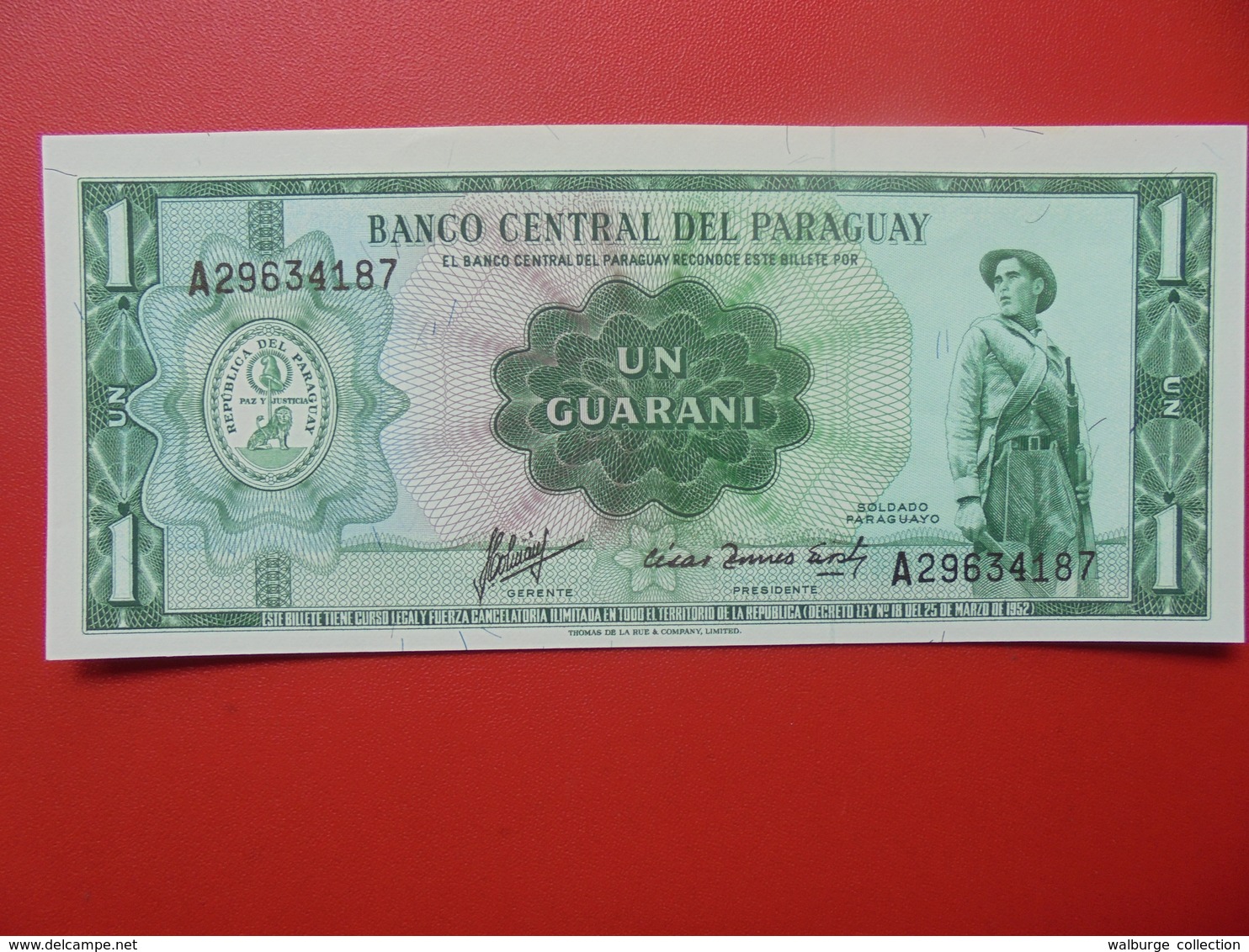 PARAGUAY 1 GUARANI 1952 PEU CIRCULER/NEUF - Paraguay