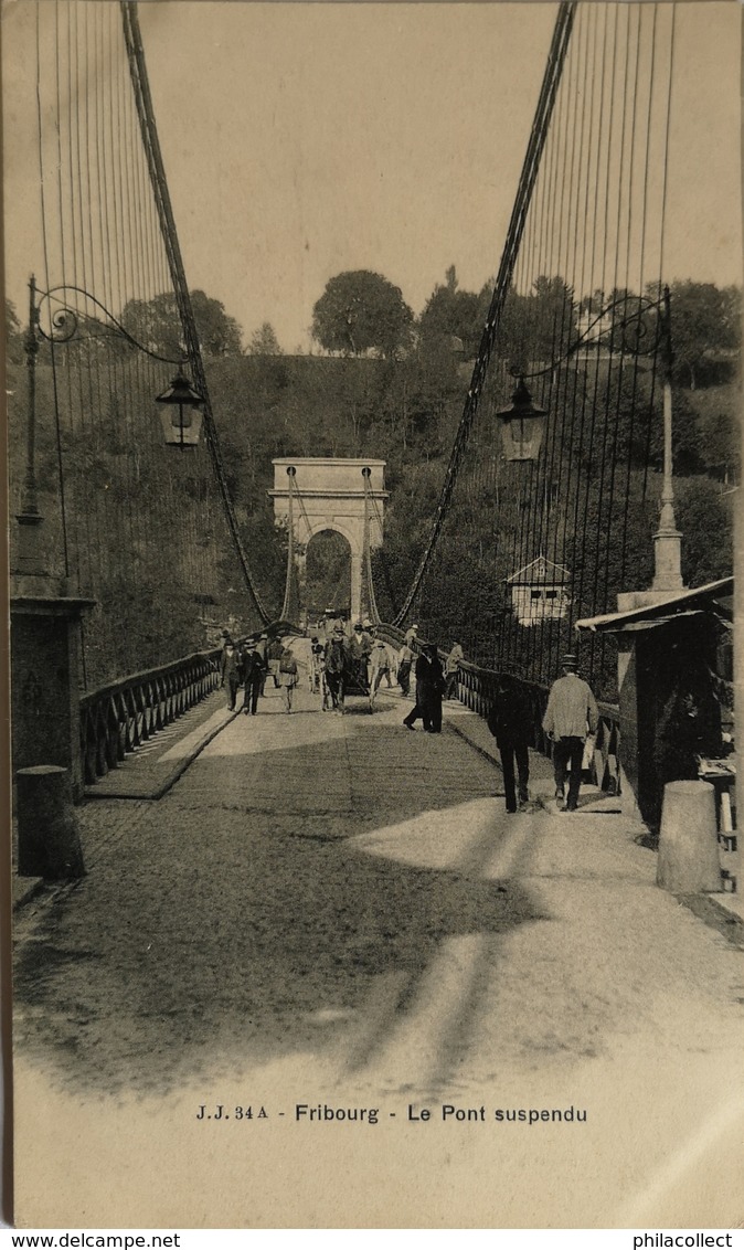 Suisse (FR) Fribourg // Pont Suspendu (animee) Ca 1900 - Fribourg