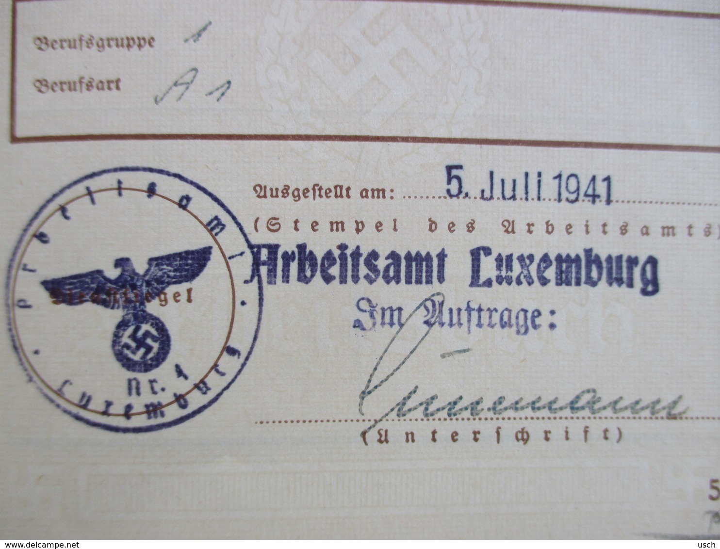 LUXEMBOURG, 2x Carnet De Travail WW2 - Deutsches Reich, Arbeitsbuch, HOVELANGE, LUXEMBOURG, ETTELBRÜCK - 1940-1944 Deutsche Besatzung