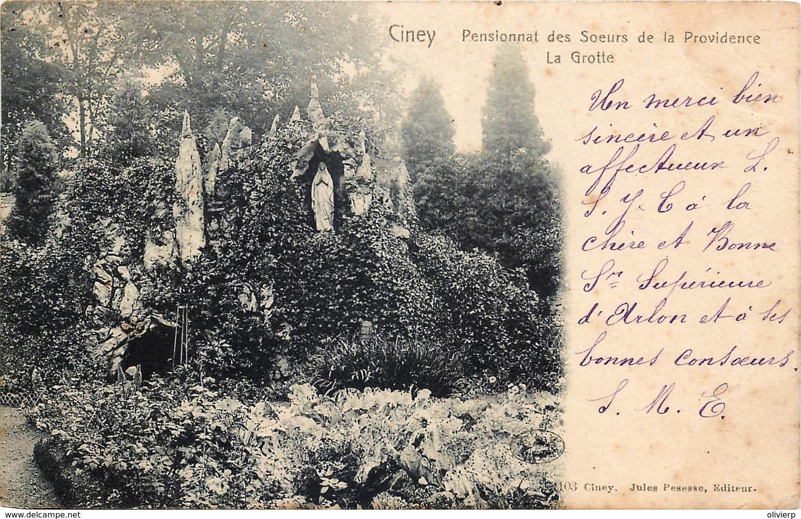 Belgique - Ciney - Pensionnat Des Soeurs De La Providence - La Grotte - Ciney