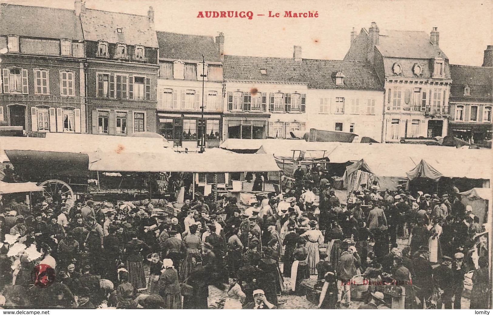 62 Audruicq Le Marché Cpa Carte Animée Voyagée En 1917 - Audruicq