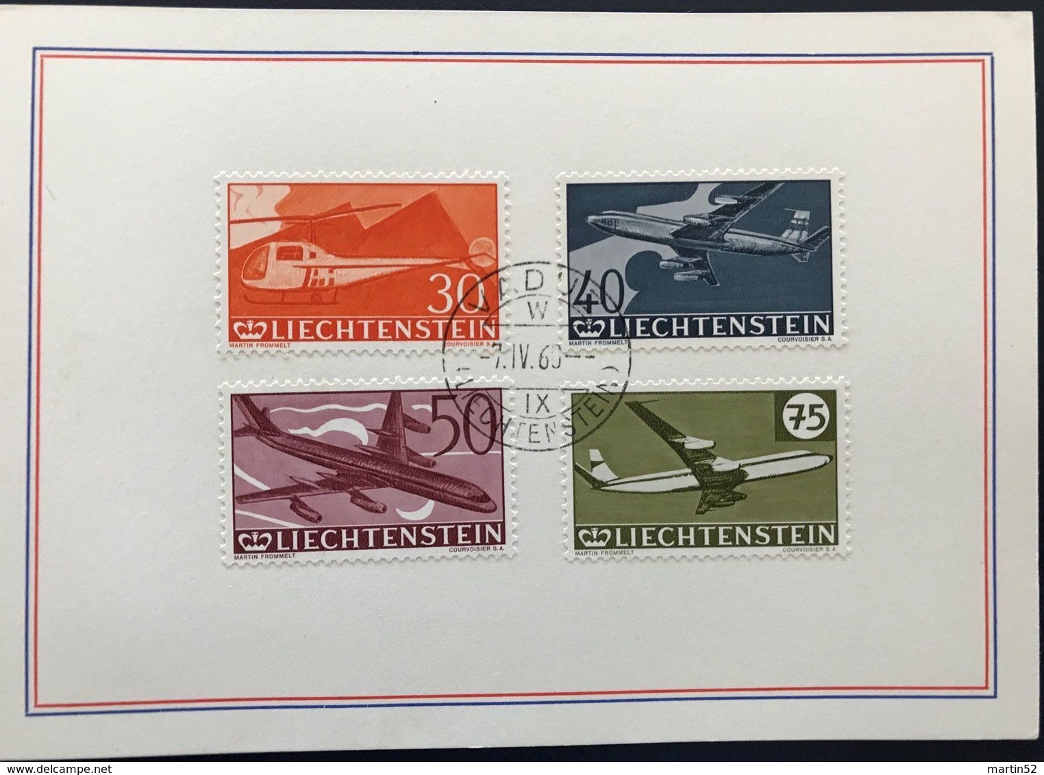 Liechtenstein 1960: 30 Jahre Flugpost Zu Flug PA 34-37 Mi 391-394 FDC-Karte Mit ET-Ort-o VADUZ  7.IV.1960 (Zu CHF 45.00) - FDC