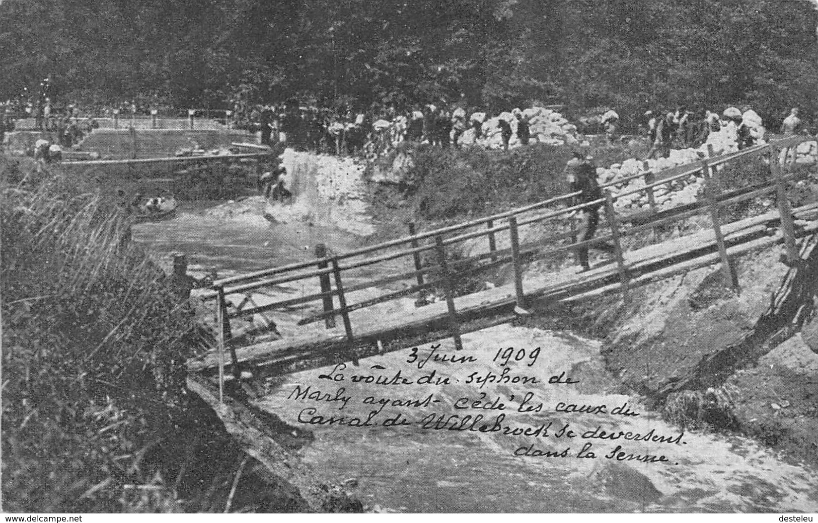 3 Juin 1909 La Voute Du Syphon De Marly Avan Cédé Les Caux Du Canal De Willeborek Se Deversent Dans La Senne Bruxelles - Maritime