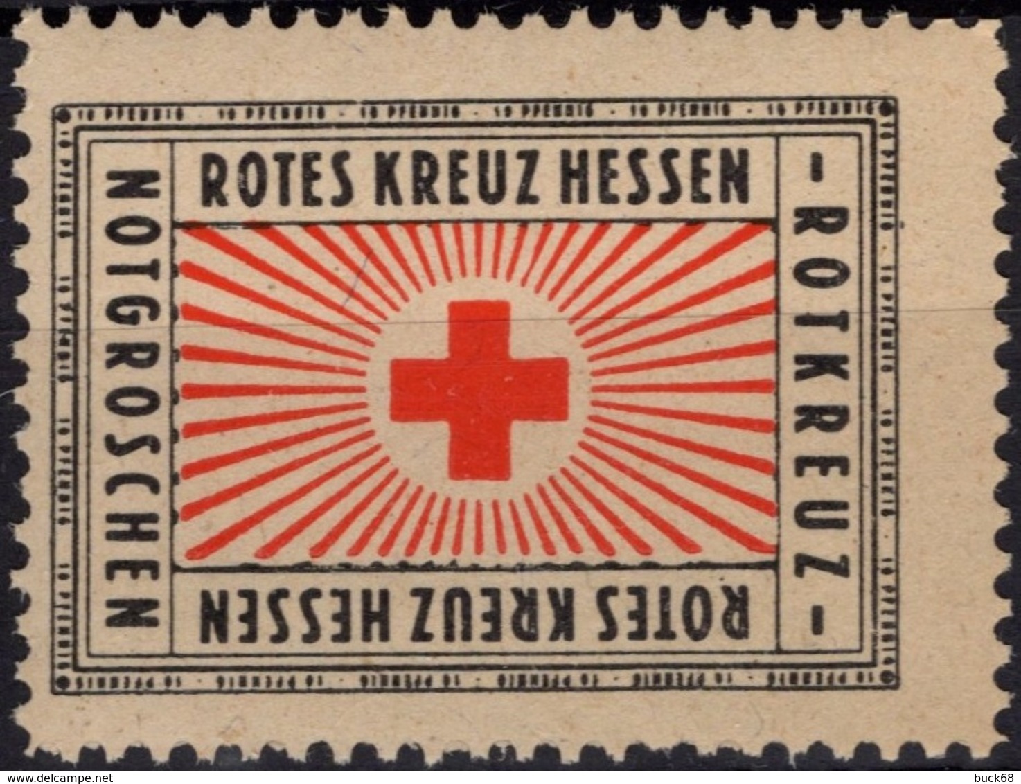 ALLEMAGNE DEUTSCHLAND ** MNH : Rotes Kreuz Hessen Rotkreuz 10 Pfennig Croix-Rouge Red Cross Cinderella Vignette - Private & Local Mails