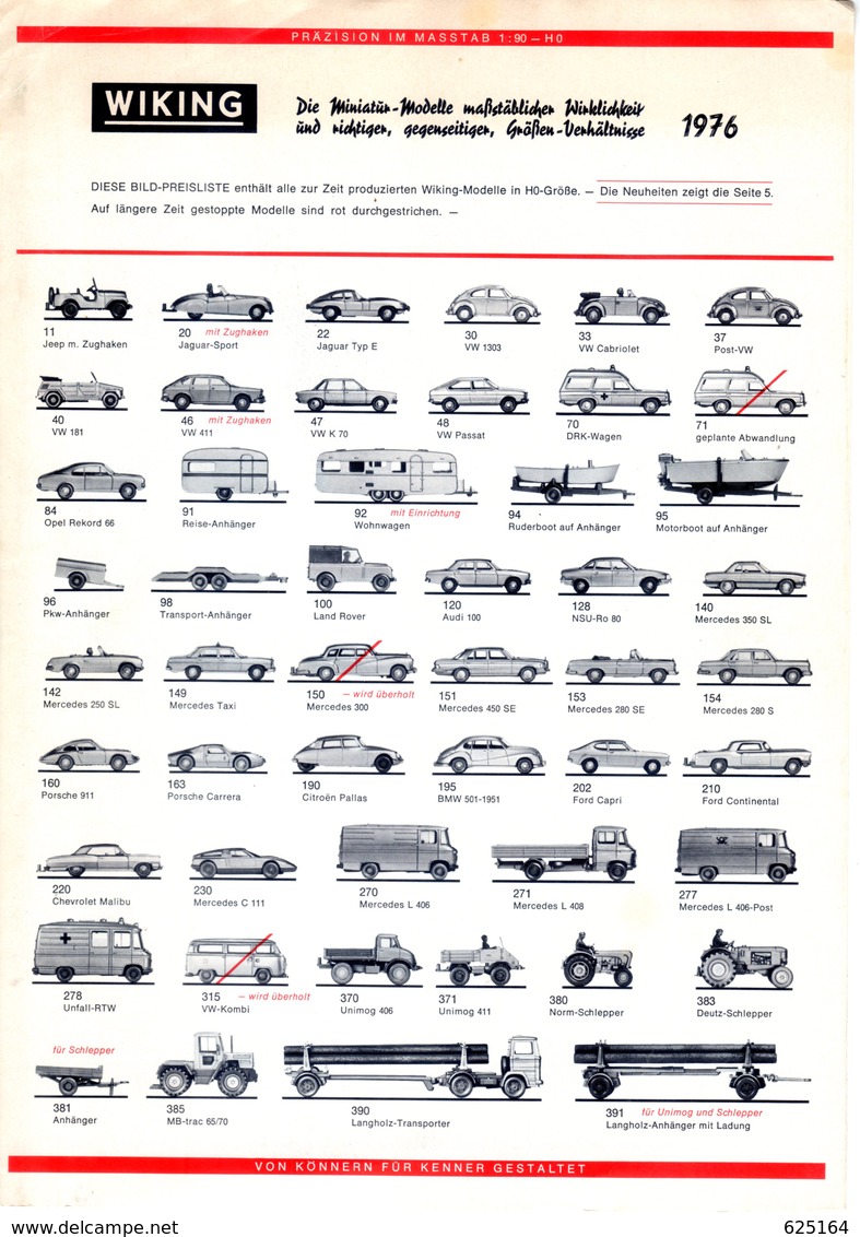 Catalogue WIKING 1976 Miniatur-Modelle HO Größe Mini-Modelle N 1/160 - Allemand