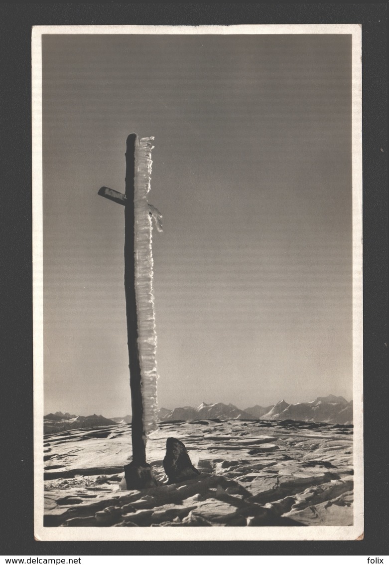 Montana Vermala - La Croix Du Cris D'Ers Au Mt. Lachaud Derrière, Les Alpes Valaisannes - Carte Photo - 1932 - Autres & Non Classés