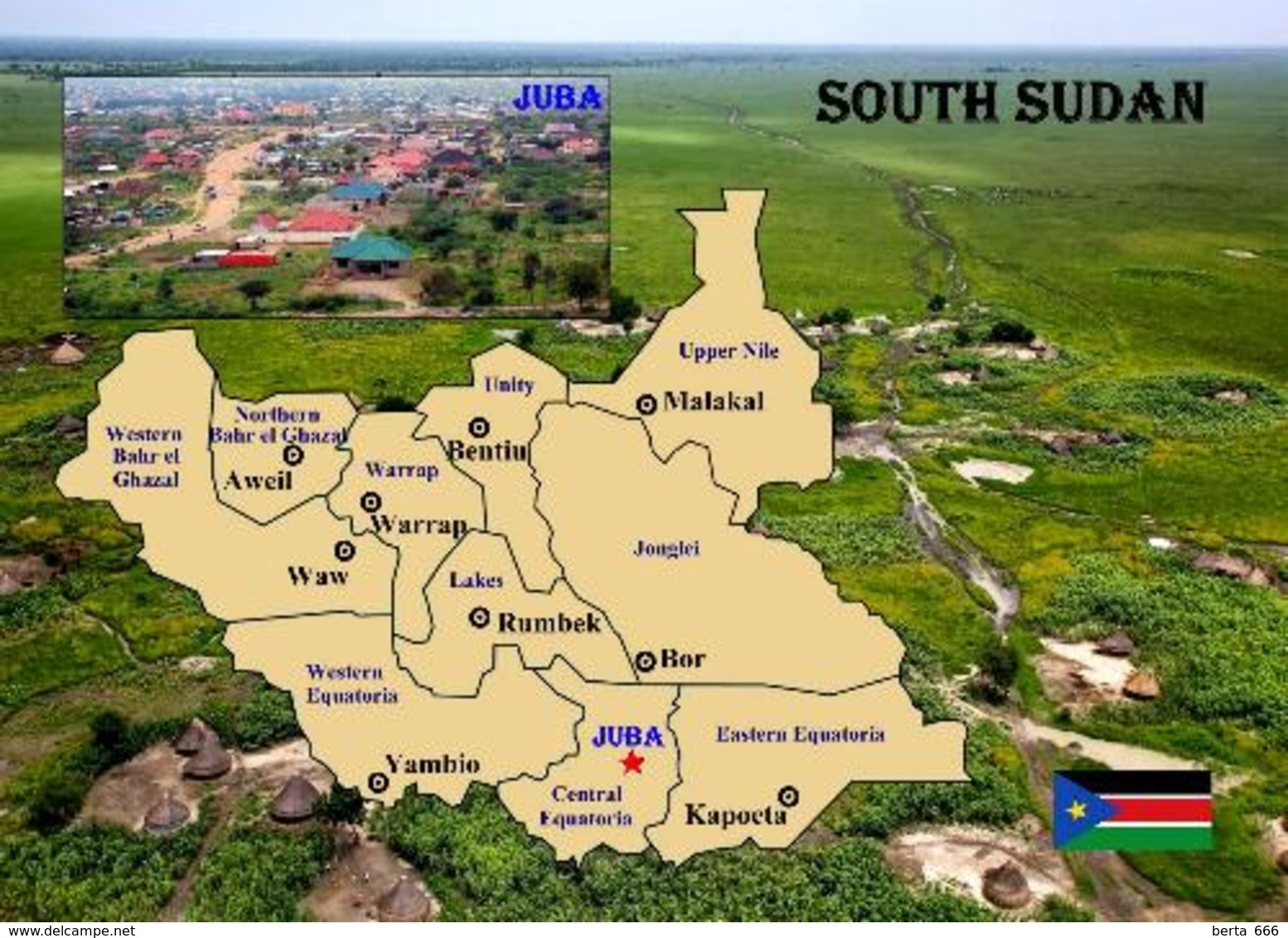 South Sudan Country Map New Postcard Südsudan Landkarte AK - Unclassified