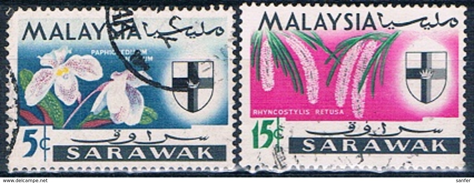 Malasia ( Estado De Sarawak ) 1965  -  Michel  214 + 217  ( Usados ) - Malasia (1964-...)