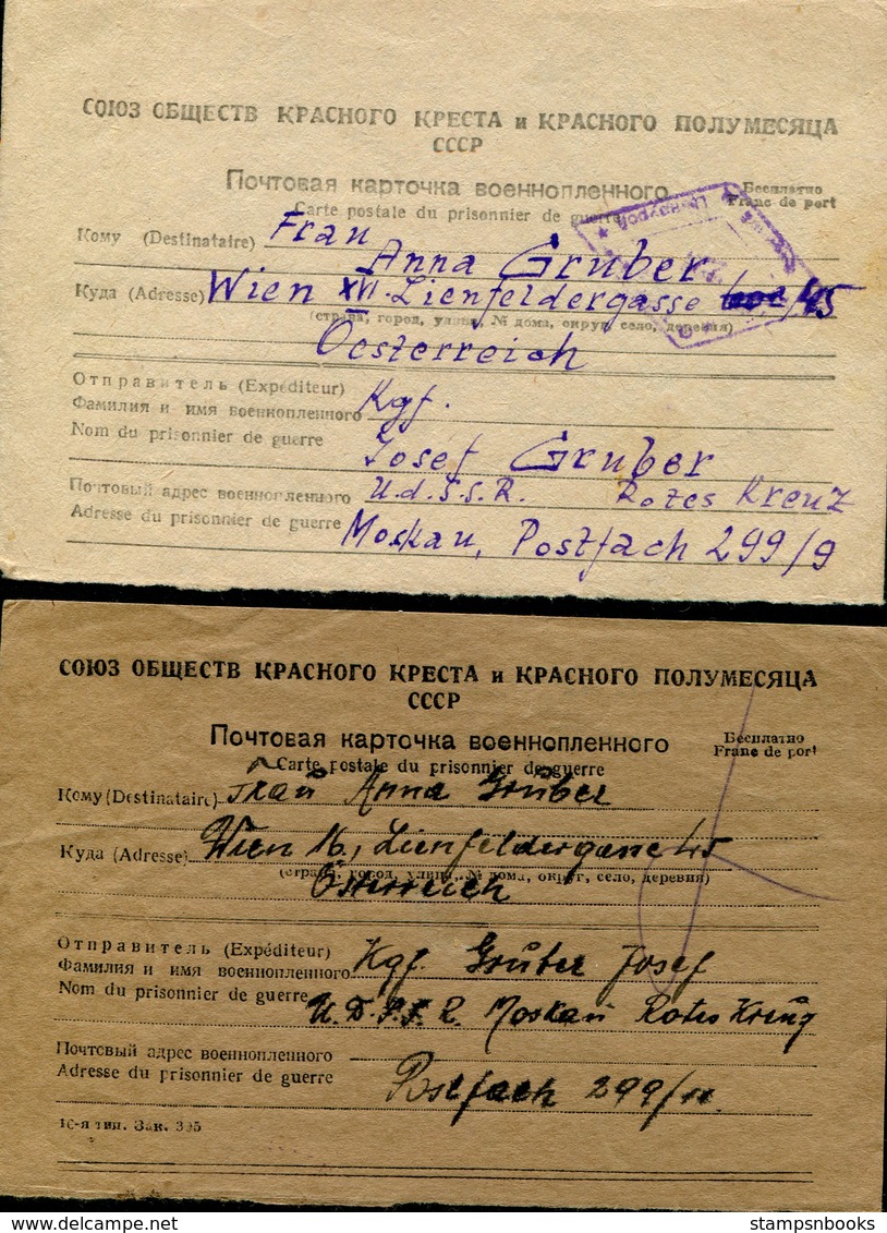 1946-7 USSR Austria 4 X POW, Prisoner Of War, Kriegsgefangenpost Postcards - Wien Censor. Josef Gruber - Cartas & Documentos