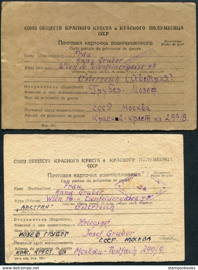 1946-7 USSR Austria 4 X POW, Prisoner Of War, Kriegsgefangenpost Postcards - Wien Censor. Josef Gruber - Covers & Documents