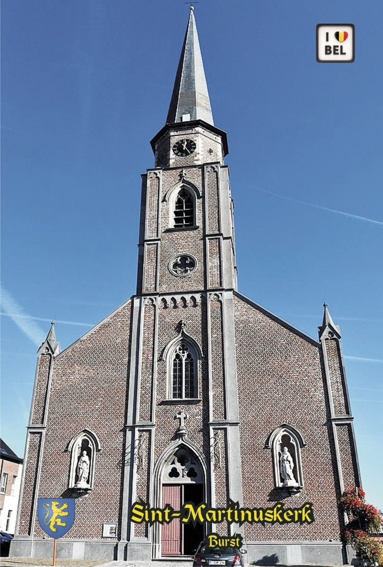 Set 10 cartes postales, bâtiments , Churches of Belgium, Burst, Sint-Martinuskerk (1)