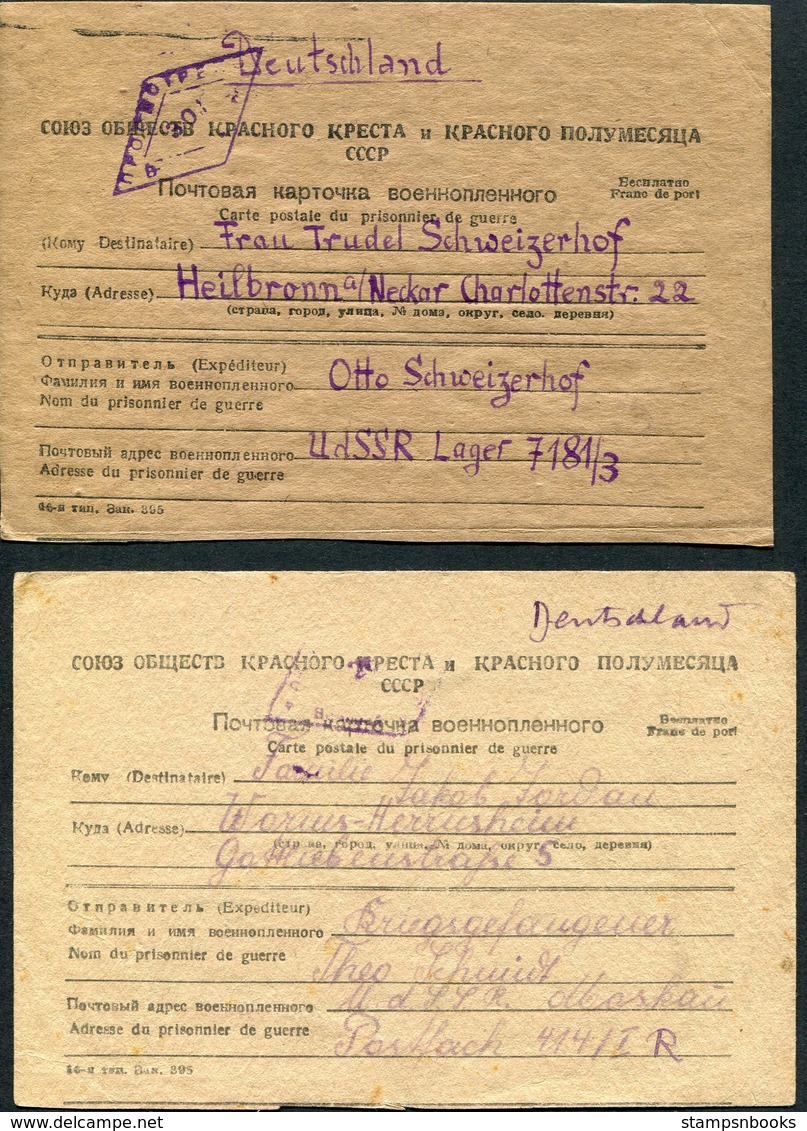 1946-8 USSR Austria Germany  4 X POW, Prisoner Of War, Kriegsgefangenpost Postcards Censor - Covers & Documents