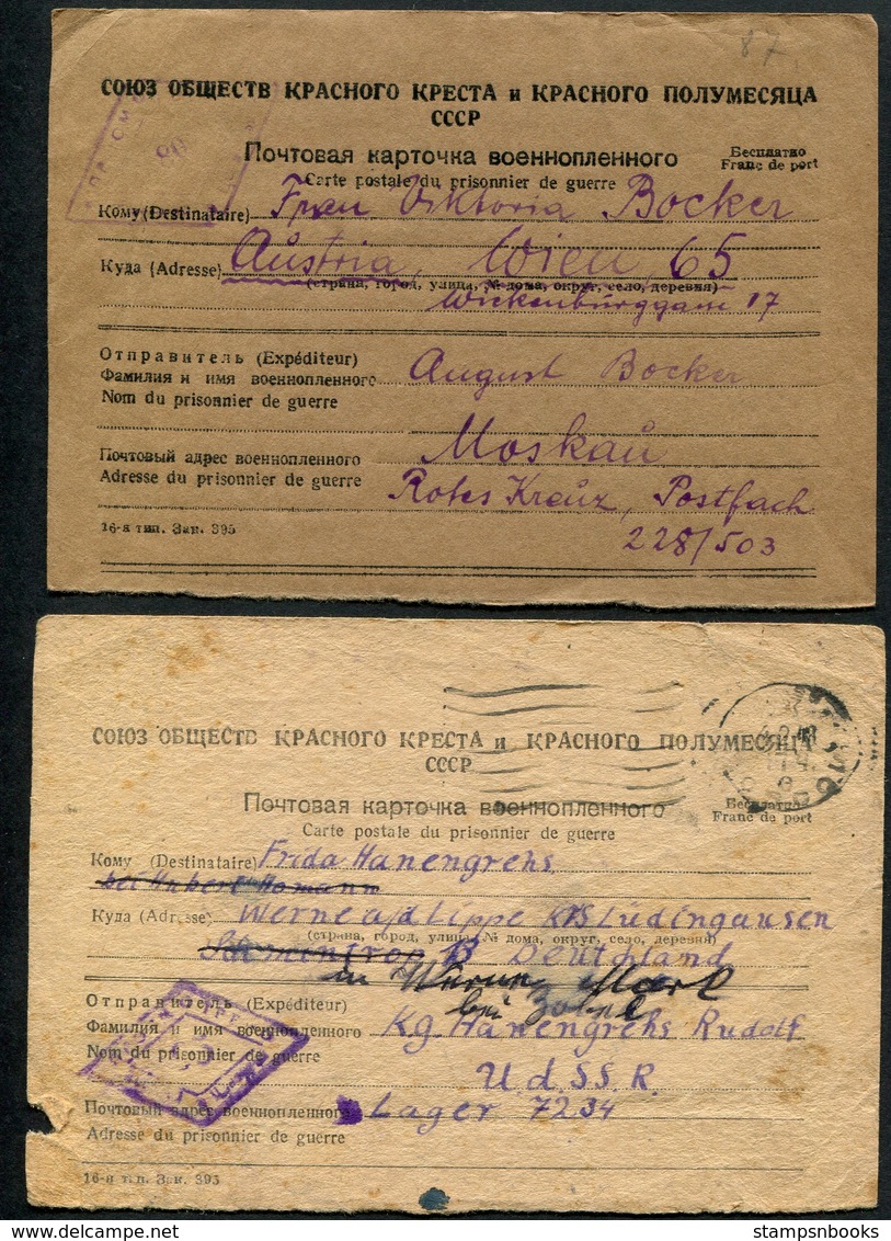 1946-8 USSR Austria Germany  4 X POW, Prisoner Of War, Kriegsgefangenpost Postcards Censor - Lettres & Documents