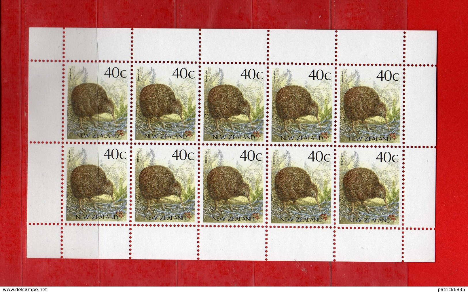 (1) NUOVA ZELANDA  **-1988- OISEAUX, KIWI Yvert. 1014a D. 13-1/2- Blocco Di 10. MNH.   Vedi Descrizione. - Blocchi & Foglietti