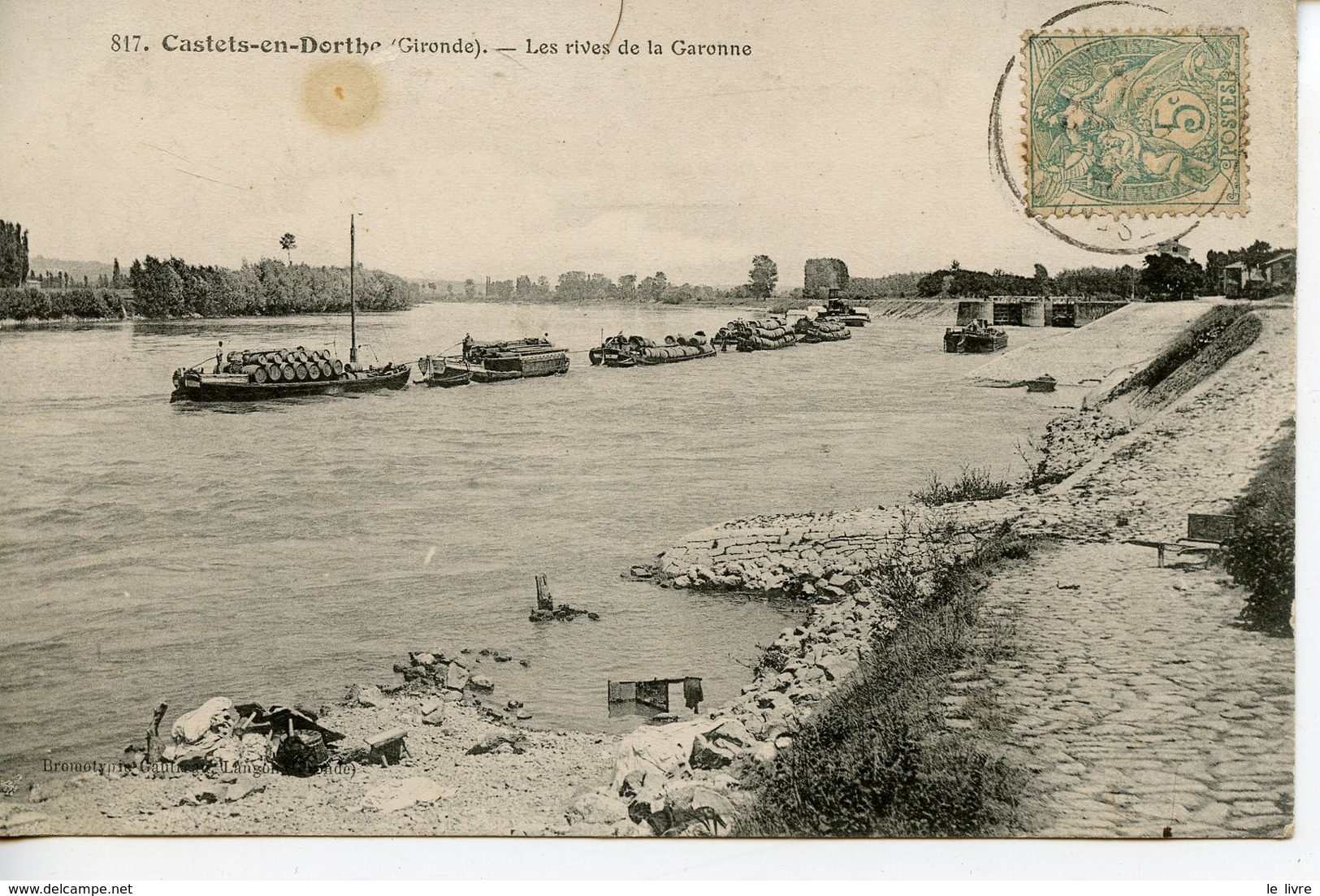 1268. CPA 33 CASTETS-EN-DORTHE. LES RIVES DE LA GARONNE. (TRAIN DE PENICHES) - Autres & Non Classés