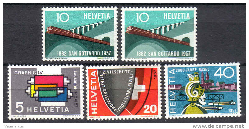 1957 Zu 328-331 Y C, 329a+b / Mi 637-640 Y C. 638a+b / YT 586-589 Série Complète ** / MNH SBK 14,50 Voir Description - Nuovi