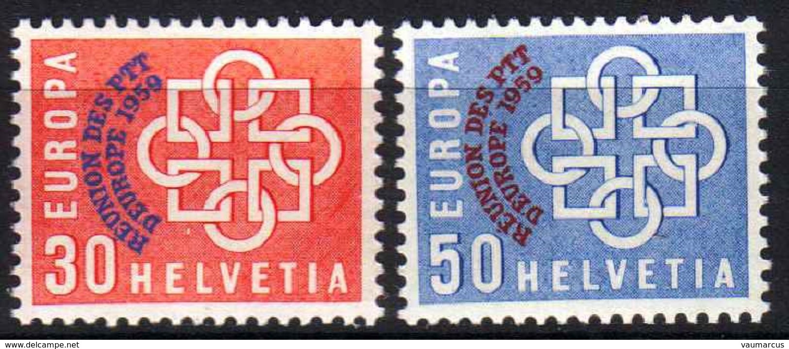 Zu 349-350 / Mi 681-682 / YT 632-633 EUROPA 1959 MONTREUX ** / MNH Voir Description - Unused Stamps